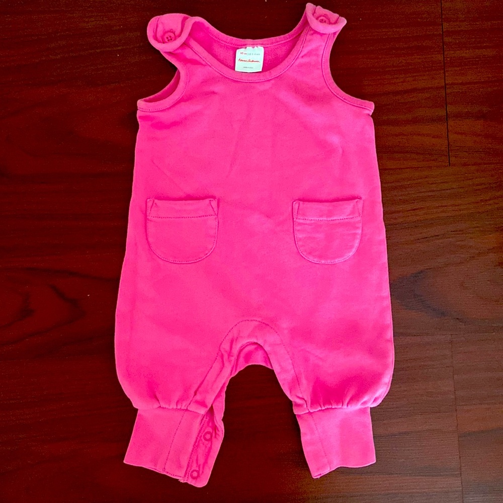 Hannah Anderrson pink one piece overall. Size: 3-6 months